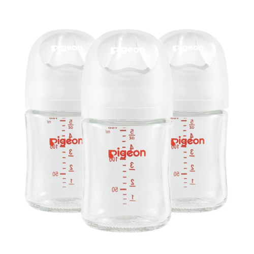 Pigeon Wide Neck Nursing Bottle 5Oz/160ml Glass 3pc with SS nipple