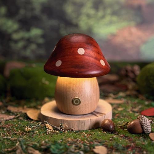 Handmade Wooden Mushroom lamp,Mushroom night light,Mushroom Statue,Sculpture,Woodcarving, Baby Nursery Lamp,Bedside Lamp for Kids,Home decor