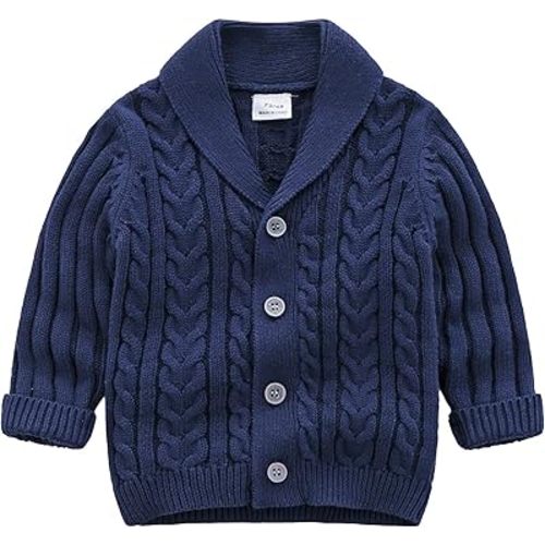 Feidoog Infant Baby Boys Cardigan Crochet Sweater V-Neck，Toddler Knit Button up Knitted Pattern Pullover Sweatshirt