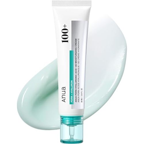 Anua PDRN Hyaluronic Acid 100 Moisturizing Cream, 2.02 fl oz | Lightweight, Non-Greasy Hydrating Face Moisturizer with Salmon DNA for Glass Skin, Korean Skincare