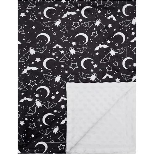 Baby Blanket for Boys Girls Super Soft Double Layer Minky with Dotted Backing Cute Cow Crib Receiving Blanket Bed Throws for Newborns Nursery Stroller Toddler 30 x 40 Inch (Halloween Bat)