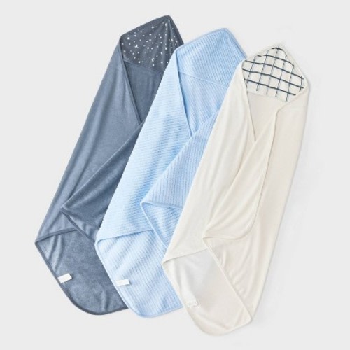 Baby 3pk hooded Bath Towel - Cloud Island™ Blue