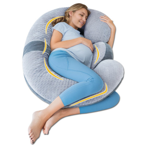 Latitude Run® E-shaped Pregnancy Pillow, Dual-plush, Full Body Maternity Pillow For Side Sleepers 60 Inch-support For Back, Legs, Belly, Hips, Gray & Reviews | Wayfair