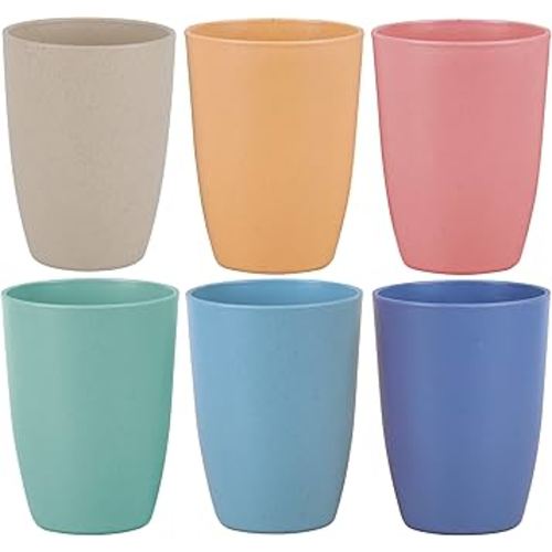 LuckyZone Wheat Straw Reusable Cup (12 oz) - Unbreakable Drinking Glasses Sets - Dishwasher Safe Tumbler - Lightweight, BPA Free and Eco friendly (6Pcs/6Color)