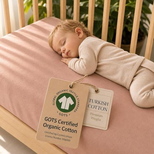 GOTS Organic Cotton Crib Sheets (blush)
