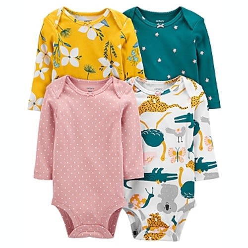 carter's® Newborn 4-Pack Multicolor Long Sleeve Original Bodysuitscarter's® Size 3M 4-Pack Multicolor Long Sleeve Original Bodysuits