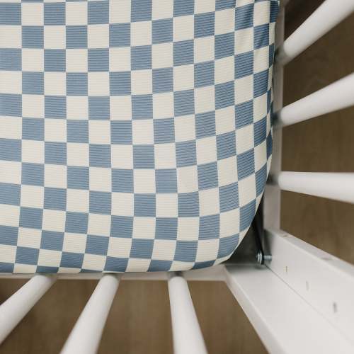 Blue Checkered Ribbed Bamboo Stretch Crib Sheet – LITTLE RAD THINGS