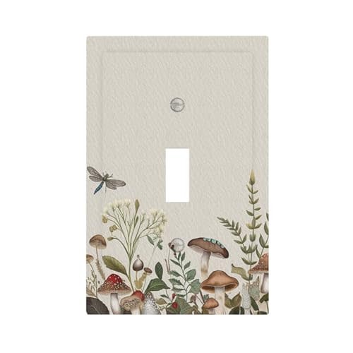 70s Vintage Plant Mushroom Leaves Light Switch Cover Plate 1 Gang Decorative Wall Plate Single Toggle Outlet Switch Faceplate Cover Bathroom Bedroom Kitchen Decor