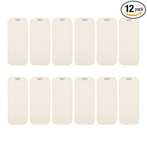 ALVABABY 12PCS Cloth Diaper Inserts/Reusable Washable 3-Layers Super Soft Inserts for Cloth Diapers Covers 12X