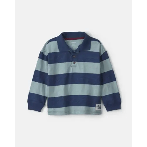 3T Toddler Boy Striped Long-Sleeve Henley T-Shirt - Navy Blue | Carter's