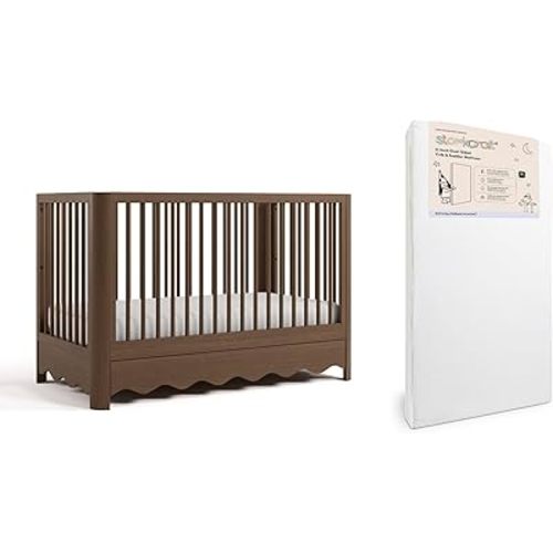 Storkcraft Casablanca 5-in-1 Convertible Crib & Mattress Bundle, Hazelnut