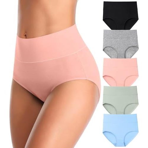 MISSWHO Cotton High Waisted Women Underwear Soft Briefs Full Coverage Comfy Ladies Panties (Regular & Plus Size)
