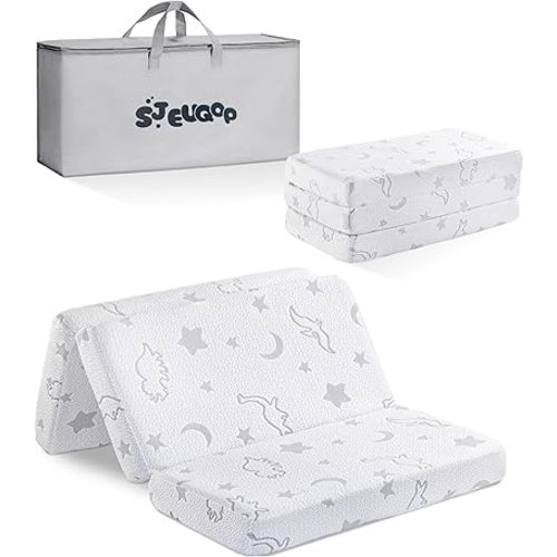 Trifold Pack and Play Mattress 38''x26''x1.5'', Pack N Play Mattresses Foldable Portable Crib Baby Mattress with Washable Cover and Carry Bag