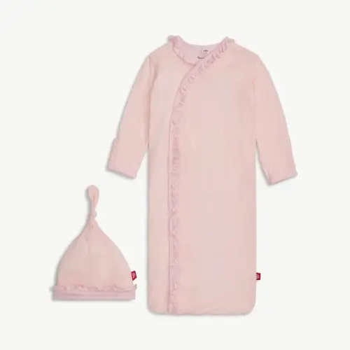 Magnetic Me Pin Dot Pink Ruffle Gown and Hat NB-3M