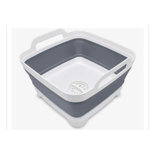 Amazon.com: 2.4 Gal(9L) Collapsible Dish Basin with Drain Plug, Space Saving Outdoor Multiuse Foldable Sink Tub, Dishpan, Kitchen Storage Tray for Camping, Vegetable Washing, RV (Gray)