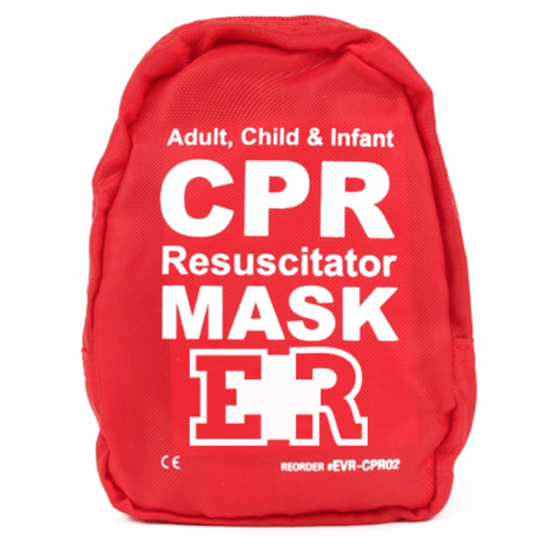 Ever Ready First Aid Adult and Infant CPR Mask Combo Kit with 2 Valves with Pair of Nitrile Gloves & 2 Alcohol Prep Pads - Red
