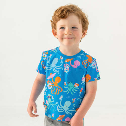Octopus Party Relaxed Pocket Tee – Little Sleepies