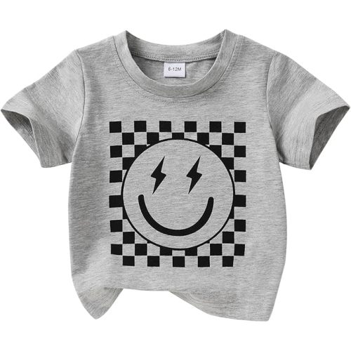 Happy Town Toddler Clothes Baby Boy Girl Smiley Face Shirt Short Sleeve T-Shirt Tee Summer Tops Outfits
