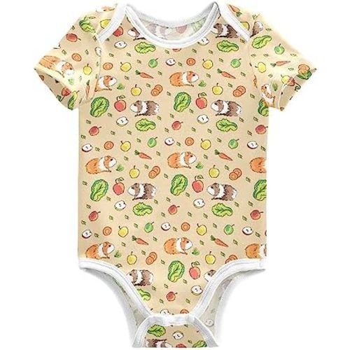 Ollabaky Unisex Guinea Pig Baby Bodysuits Short-Sleeve Cotton Baby Clothes for Girls Boys 0-24 Months