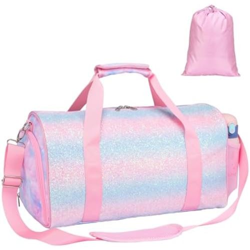 Bagseri Dance Bag for Girls - Ballet Duffle With Shoes Compartment for Kids Above 6yr, Overnight Travel Sleepover Bag With Dry Wet Separation Pockets