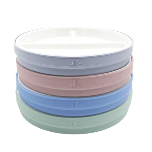 6.7"/16cm Porcelain White Divided Plates with Silicone Sleeves