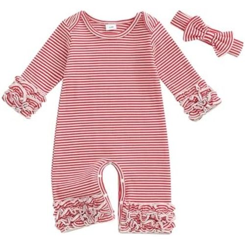 Newborn Baby Girl Clothes Jumpsuit Ruffle Romper Bodysuit Pants Headband One-Piece Coming Home Hospital Outfits