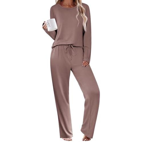 Ekouaer Womens Pajama Sets 2 Piece Sleepwear Soft Pajamas Long Sleeve Pjs Comfy Loungewear S-XXL