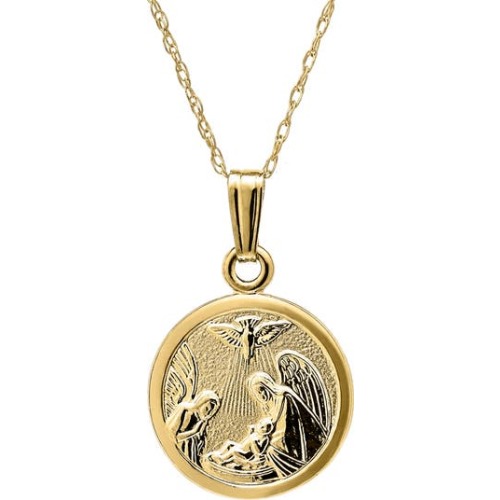 14k Gold Guardian Angel Pendant Necklace