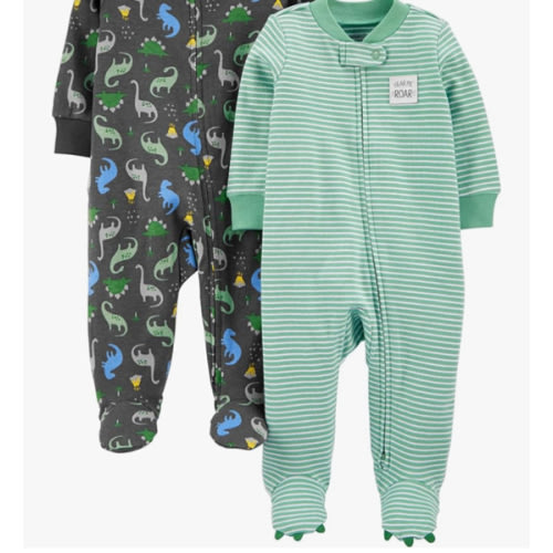 Simple Joys by Carter's baby-boys 2-way Zip Thermal Footed Sleep and Play, Pack of 2