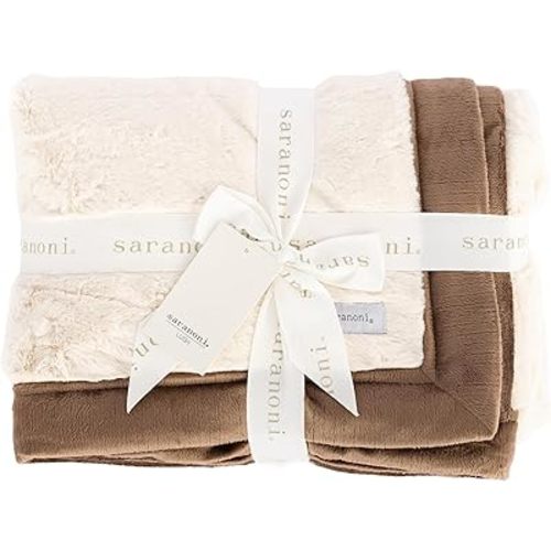 Saranoni Receiving Blanket Soft Baby Blanket Ivory Swirl Gingersnap 40x30