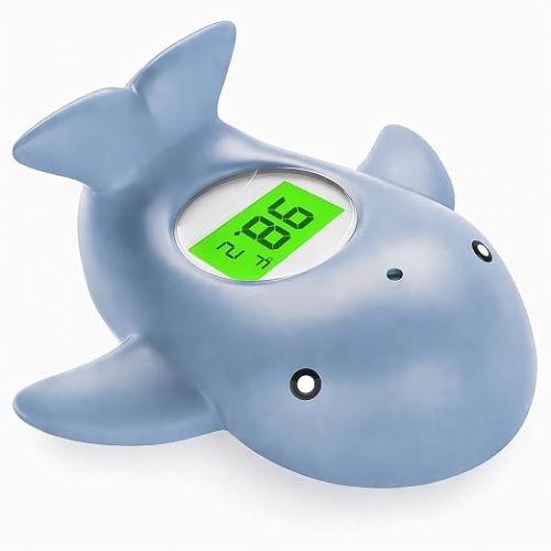 Baby Bath Thermometer for Infant & Toddler,Floating Digital Water Temperature Thermometer with 3-Color LED Backlight,Instant Accurate Reading,Baby Bath Toy,Hot & Cold Alert（Light Blue Whale）