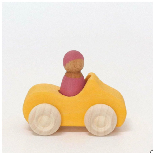 Grimm’s Small Convertible Yellow - Wooden Toy Car