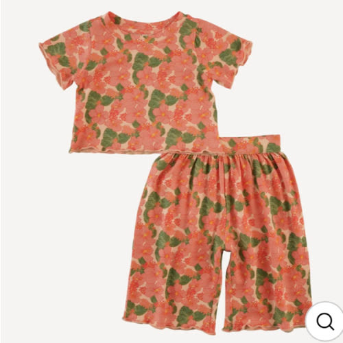 short sleeve jade set | tropical flower party | bamboo