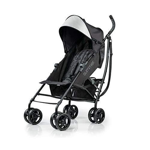 Summer Infant Ingenuity 3Dlite Convenience Stroller,Jet Black–Lightweight Stroller with Aluminum Frame,Large Seat Area, 4 Position Recline, Extra Large Storage Basket– Infant Stroller for Travel&More