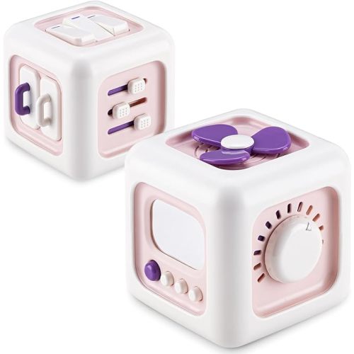 SOCBTNSO Montessori Busy Cube Travel Sensory Toy for Toddlers | Learning Fine Motor Skills, 1st Birthday Gifts for 1 Year Old, 6 9 12 Months Baby