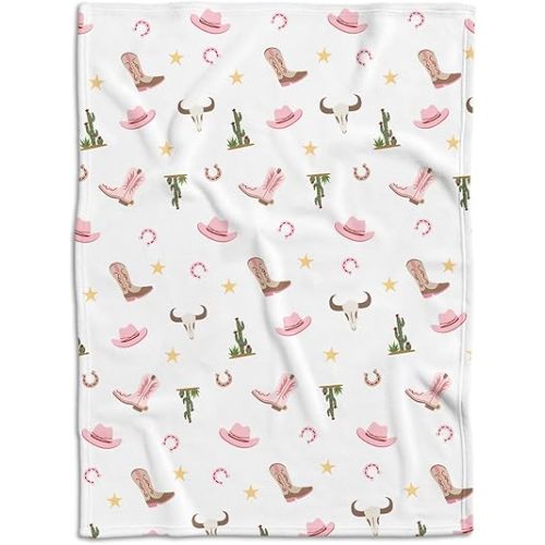 Western Blanket, Western Decor for Nursery Room, Baby Blankets for Girls, Cowboy Baby Blankets, Cowgirl Baby Stuff, Soft Warm Lightweight Nursery Bed Blanket for Newborn Infant