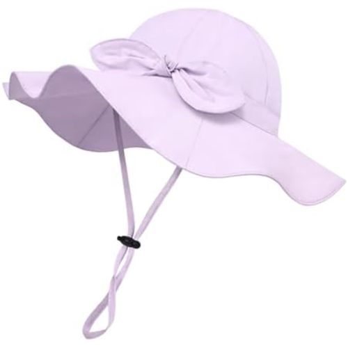 Baby Girl Sun Hat with UPF 50+ Outdoor Adjustable Beach Hat with Wide Brim Bucket Hats