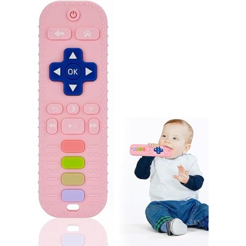 Juguetes de dentición de silicona para bebés, simulación de TV con control remoto con forma de mordedor, juguetes para niños pequeños de 3 a 18 meses, juguetes de dentición para bebés, juguetes para