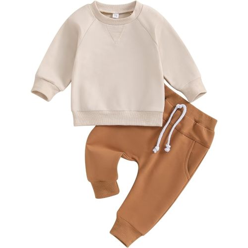 Toddler Baby Boy Fall Winter Outfit Contrast Color Long Sleeve Sweatshirts Stretch Jogger Pants Newborn Clothes Set
