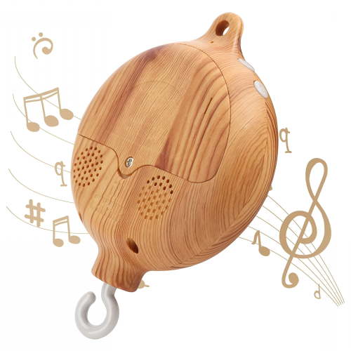 BESTSKY Baby Mobile Music Box Motor, Imitation Wood Rotating Crib Mobile Replacement with 9 Lullabies, Portable Nursery Toy