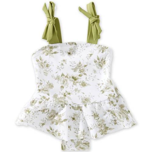 Edgehill Collection x Megan Karp Baby Girls June Floral Bow Tie Detail One Piece Swimsuit