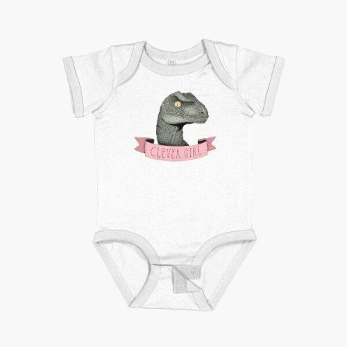 Clever Girl raptor dinosaur Short Sleeve Baby One-Piece
