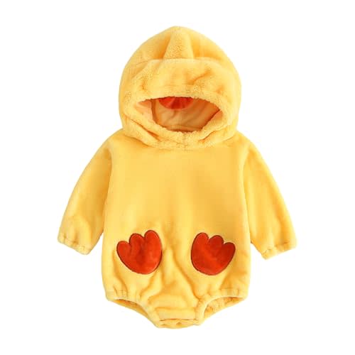 Licupiee Infant Boy Girl Halloween Animal Costume Newborn Baby Flannel Hooded Rompers Fall Winter Long Sleeve Fleece Bodysuit