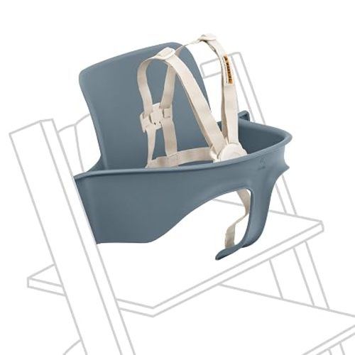 Stokke Tripp Trapp Baby Set 2, Ages 6-36 Months, Fjord Blue | From Chair to High Chair in One Simple Step, for Babies and Toddlers, Ergonomic Support, Adjustable 5-Point Harness, Buckle