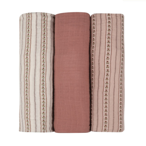 Baby Girl Muslin Swaddle Blanket 3-Pack | Jersey Cotton | Linear Tulip | Ely's & Co – Ely's & Co.