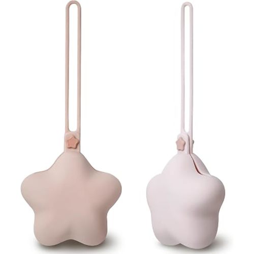 Silicone Pacifier Holder Case, Cute Portable Pacifier Storage Case, 2 Pack (Blush/Soft Lilac)