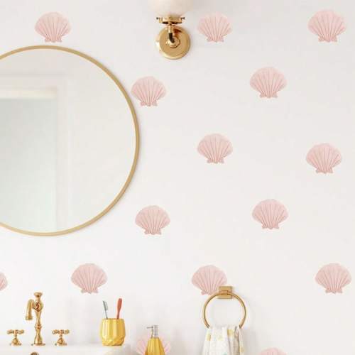 1set Seashell Wall Decals ,Ocean Theme Wall Decor,Self-Adhesive Paper, Home Decoration, Room Decoration, PVC Waterproof Material, Removable