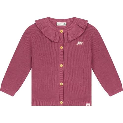 Ruffle Collar Cardigan, Burgundy