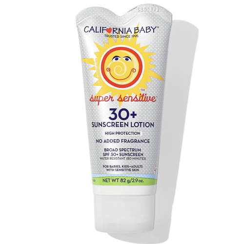 California Baby Super Sensitive SPF 30+ Sunscreen | Unscented | Mineral Based | Titanium Dioxide | Travel Size Baby Sunscreen for Face + Body | 2.9oz