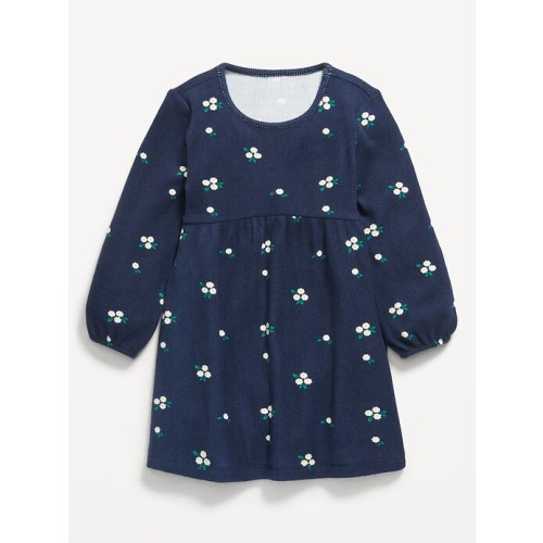 Long-Sleeve Waffle-Knit Dress for Toddler Girls